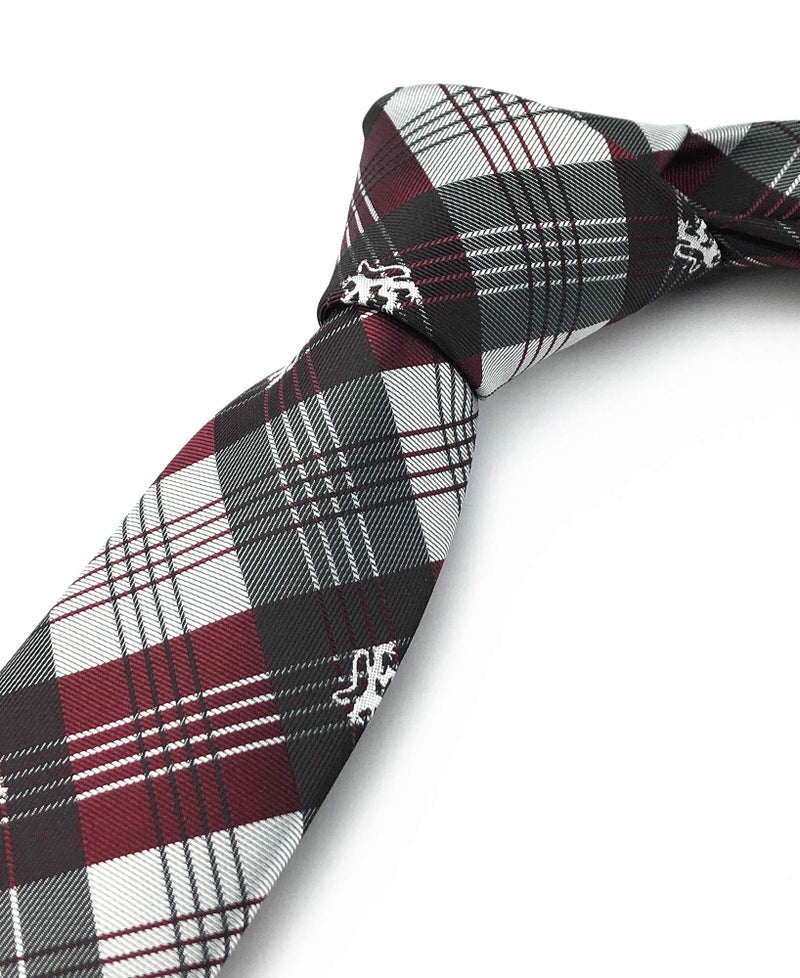 Ctskyte Slim Silk Necktie for Men Woven Jacquard Patterned Business Wedding Skinny Ties (Red Grey Check, One Size) - Image 4